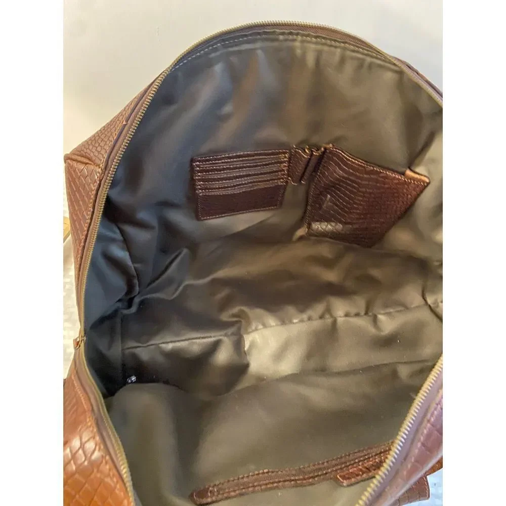 New‎ Aaron leather goods weekend duffle bag brown animal style